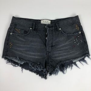 We The Free Distressed Button Fly Short Dark Gray